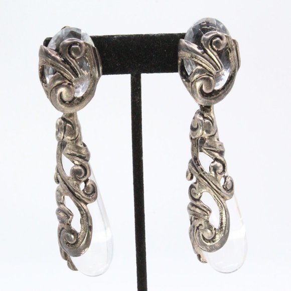 Isabel Canovas French Paris Couture Clear Lucite Resin Large Massive Long Dangle - Picture 1 of 9